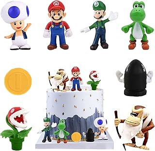 Ma-Rio Toys, 8 Pieces Ma-Rio Figures Toys, Ma-Rio Bros PVC Toys, Ma-Rio Figure Toys Mini Collection, Used for Cake Decoration, Party Decoration, Collectible Figures