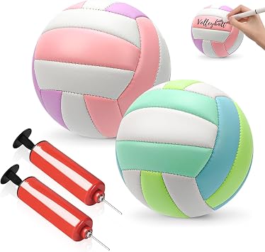 Size 2 Mini Volleyball 5.3 inch Small Beach Volleyball Soft Outdoor Indoor Volleyball Autograph Ball with Air Pump for Beginners Team Collectors Sports Party Training PracticeVery Small