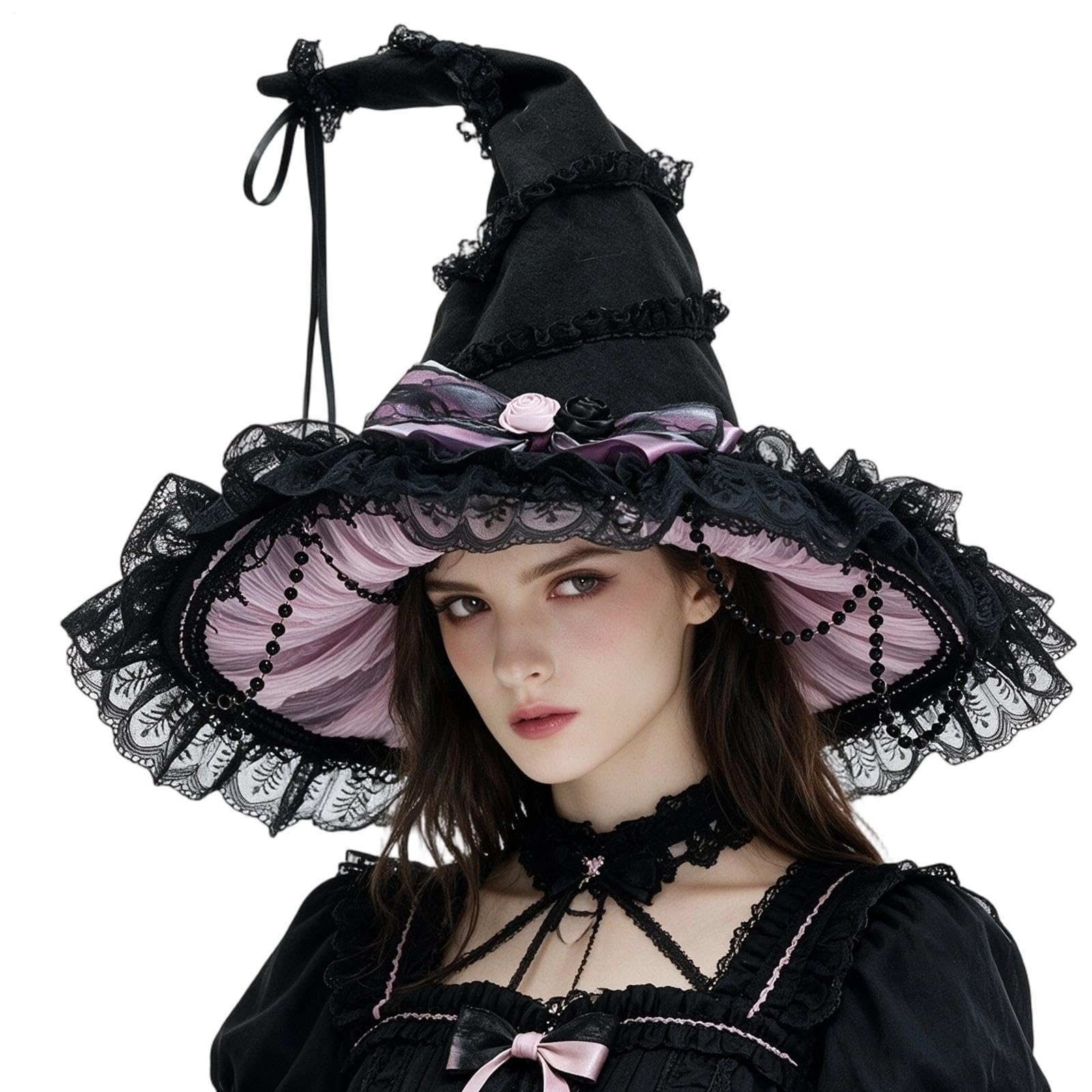 Kostium Kapelusza Czarownicy Szerokie rondo, dekoracja do stroju Lolita na