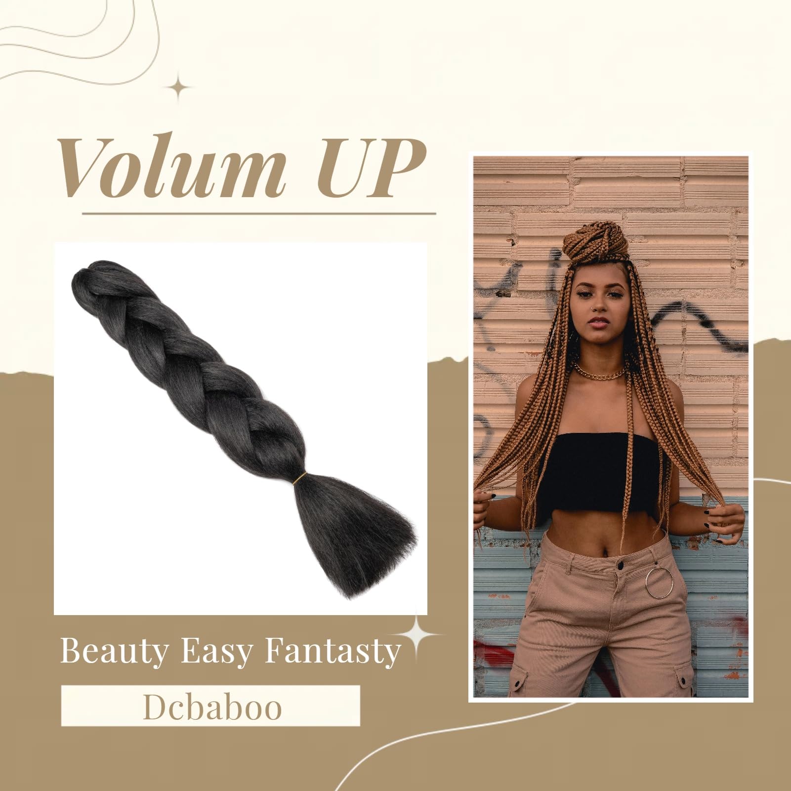 Dcbaboo Black Hair Extensions for Braiding Jumbo Braiding Hair Extension 1pack 24inch Synthetic Hair Kanekalon Ombre Braids Extensions Hair Afro Crochet Twist Box Braids 100g - Image 3