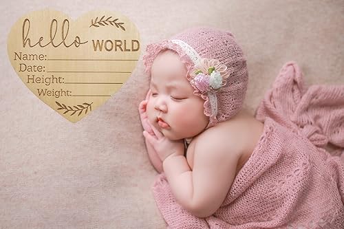 Miniatura 7 de Letrero de anuncio de nacimiento de 6 pulgadas con texto en inglés Hello World para recién nacido, letrero de anuncio de bienvenida para baby shower