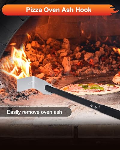 Miniatura 7 de 6 piezas de cáscara de torneado de pizza, cáscara de pizza perforada de 9 y 12 pulgadas, cepillo para pizza, rastrillo de cenizas, tenedor giratorio