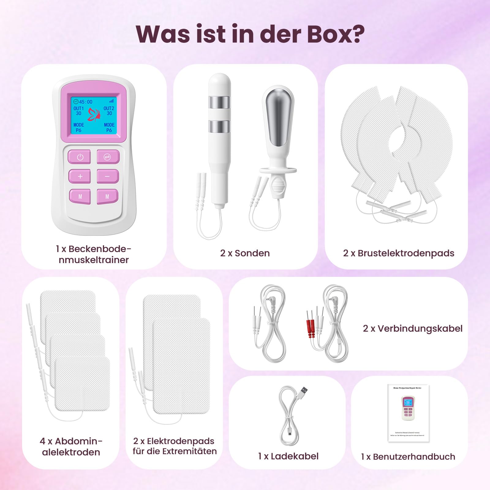 Beckenbodentrainer für Frauen, Beckenbodenmuskeltraining, EMS-Gerät zur Blasenkontrolle, Inkontinenzbehandlung & postnatalen Erholung
