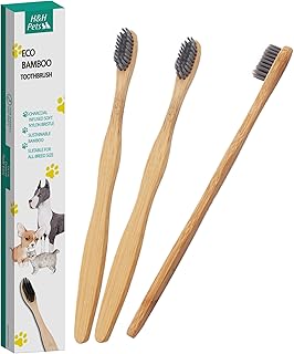H&H Pets Bamboo Toothbrush Set for Dogs and Cats - Ultra Soft Bristles & Biodegradable Wooden Toothbrush, Puppy Supplies, Dog Dental Set, Eco-Friendly Pet Supplies (Large; 3-Count Pack)
