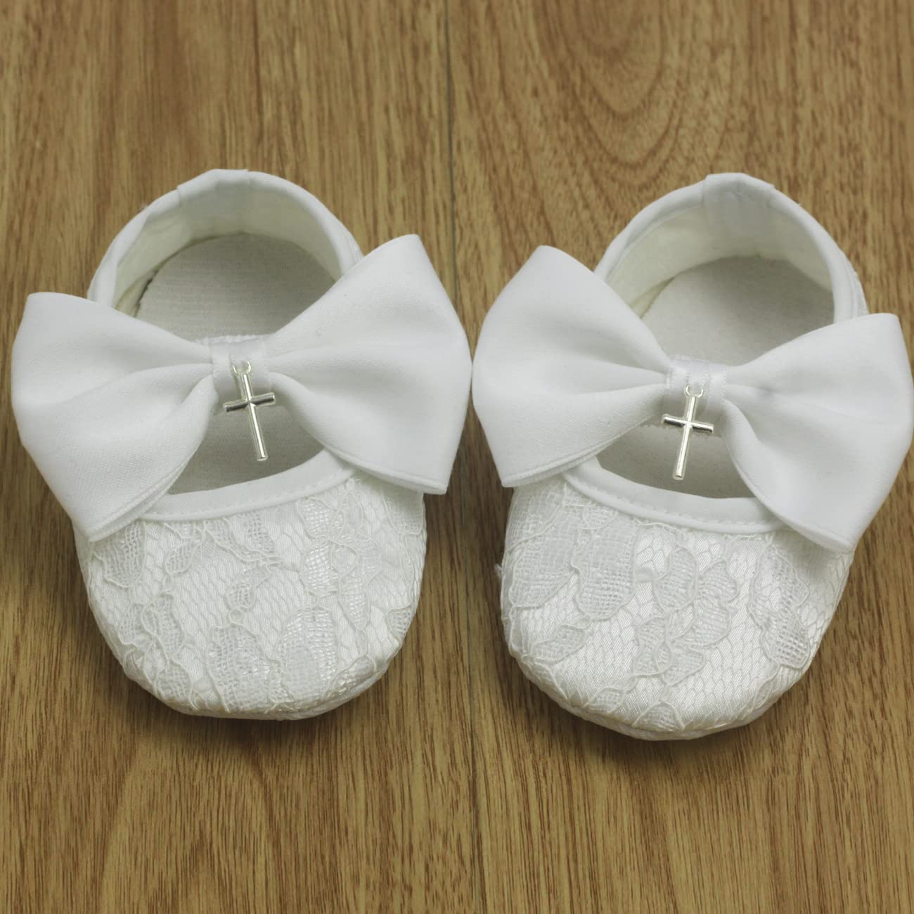 Nihao Baby Girl Baptism Shoes for Baby Girl Newborn A-2-white Shoes Lace Mary-Jane-Flats 0-3 Months