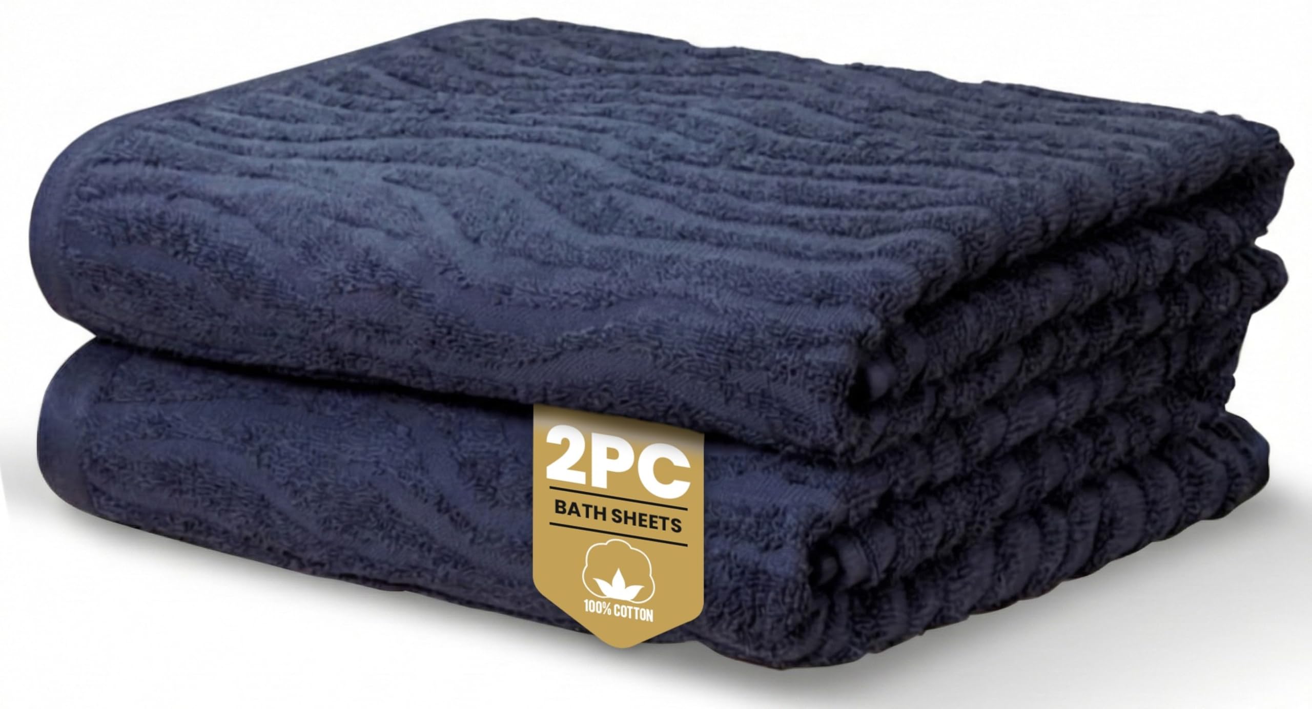 Rapport Home Safari Bath Sheets 2 Pack | Midnight Blue | 90x140cm | Luxurious 500GSM 100% Cotton | Oeko-Tex Certified Absorbent & Soft Bathroom Towels