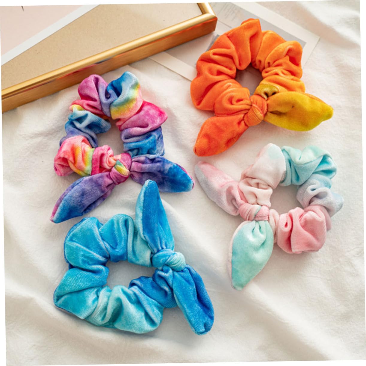 FRCOLOR Stück Haargummis Mit Hasenohren Haarschmuck Haarringe Mehrzweck Haargummis Gemusterte Satin Haarseile Pferdeschwanzhalter Stoff