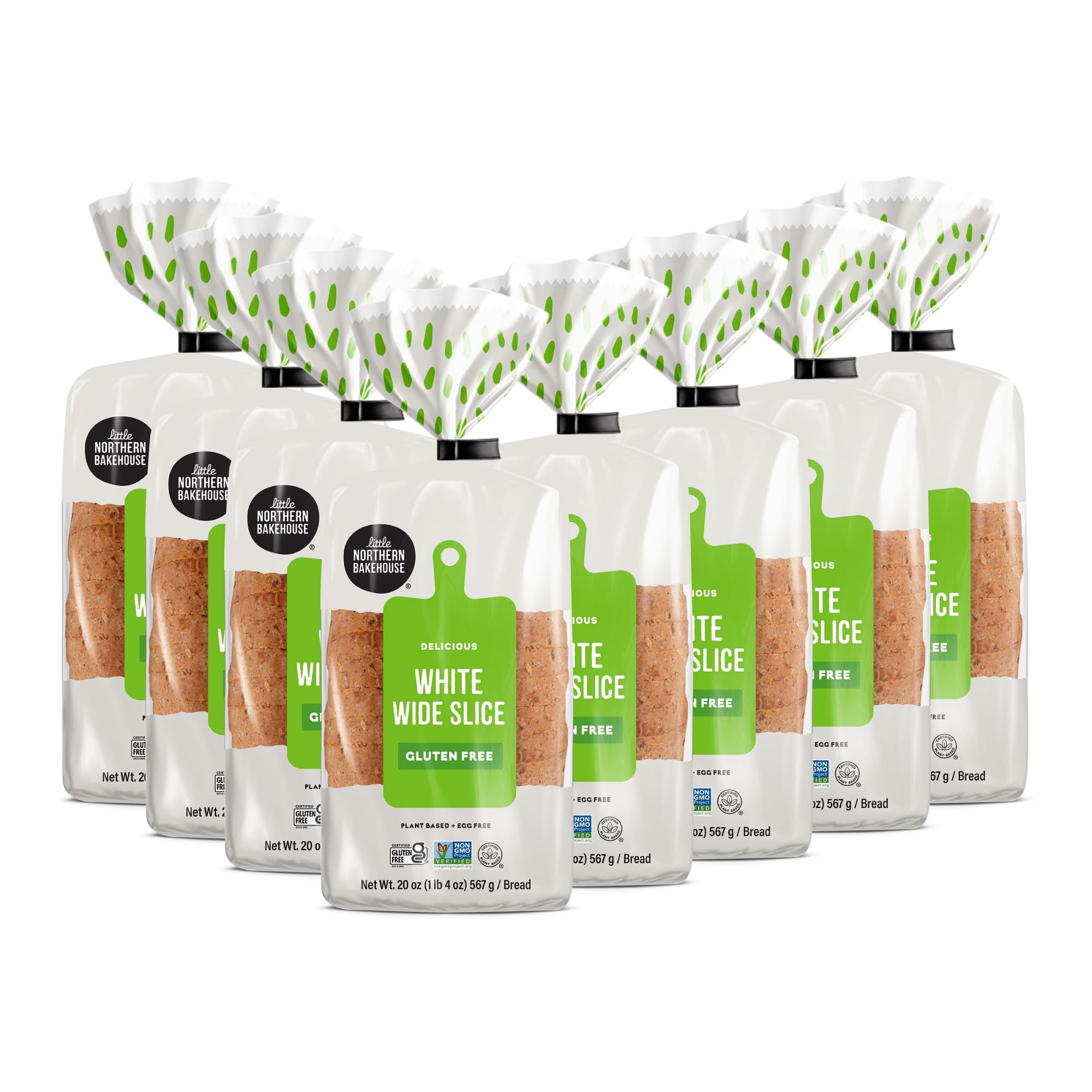 Little Northern Bakehouse Wide Sliced White Gluten Free Bread, Vegan Bread, Non-GMO and Allergy-Friendly, Gluten Free Food, Meals, Snacks - Wide Sliced White (8 pack, 20. oz each)