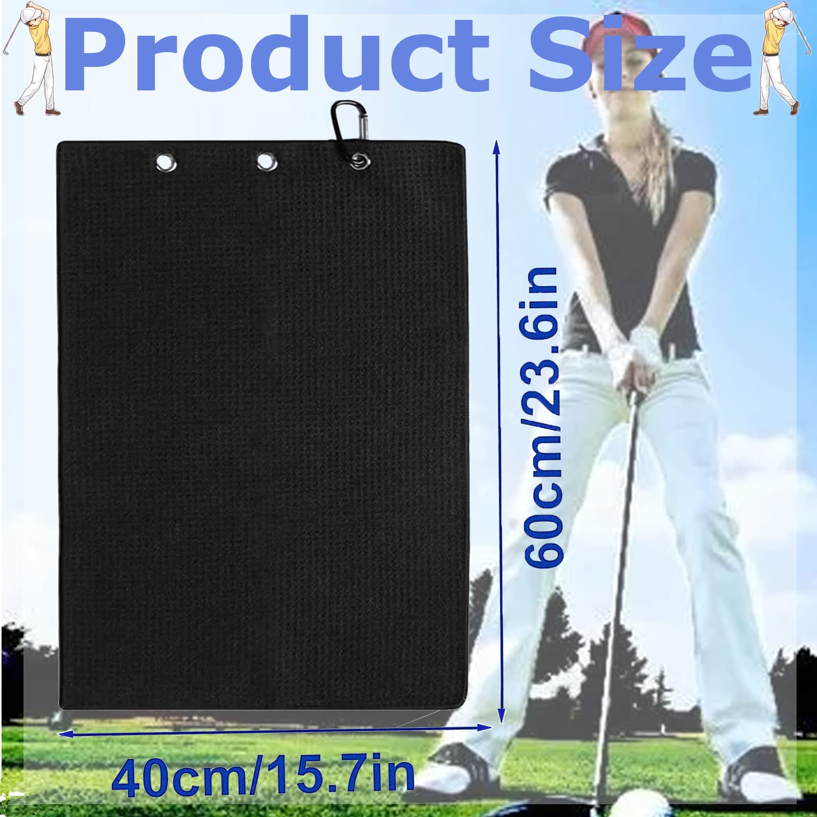 Toallas de Golf de Microfibra con patrón de gofre, Juego de 2, Negro + Rojo