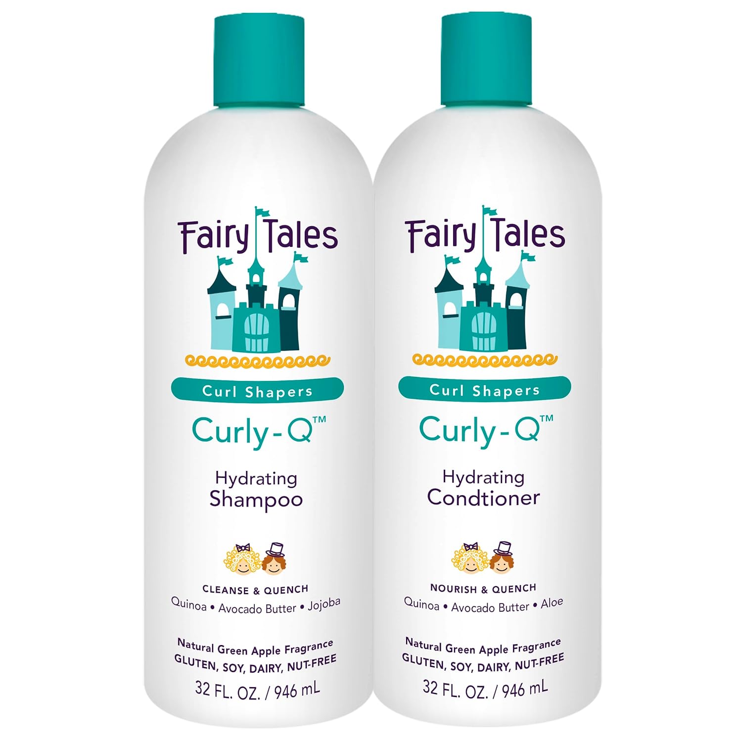 Product image of Fairy Tales Curly-Q Hydrating Shampoo and Conditioner for Kids - Paraben, Sulfate, Gluten and Nut Free - For All Curl Types Including Multi Cultural Hair – 32 Oz (2 Pack)