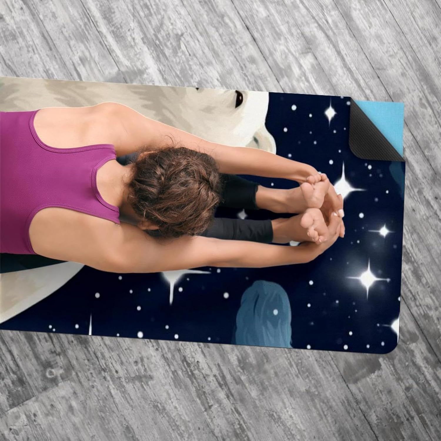 Yoga Towel, Galaxy Bear Pattern Non Slip Sweat Absorbent Hot Yoga Mat Towel for Hot Yoga, Pilates and Fitness - 72.8" x 26.8"