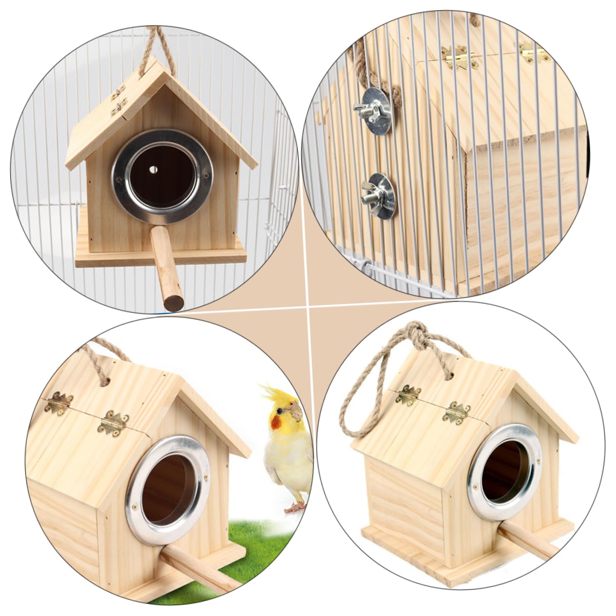 VANZACK Holz Papageienhaus Hängendes Vogelnest Papageienzuchtkasten Vogelinkubationskasten Haustierbedarf Brutkasten Für Innen Und Außen Nutzung Pet Nest Zubehör