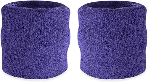 Miniatura 18 de Suddora Muñequeras absorbentes y transpirables de algodón grueso para entrenamiento, gimnasia, baloncesto, tenis y fútbol, muñequeras multiusos