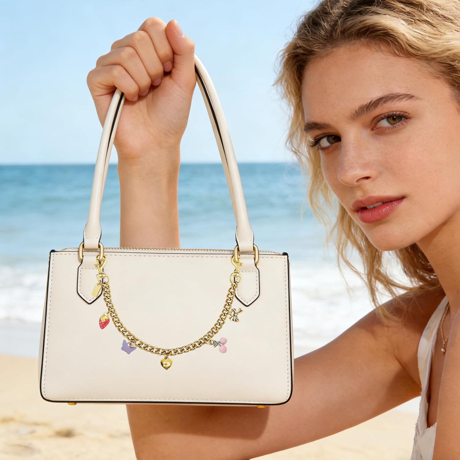 Cute Cherry Gold Bag Charms Wallet Chain Keychains Purse Accessories For Women - Image 7