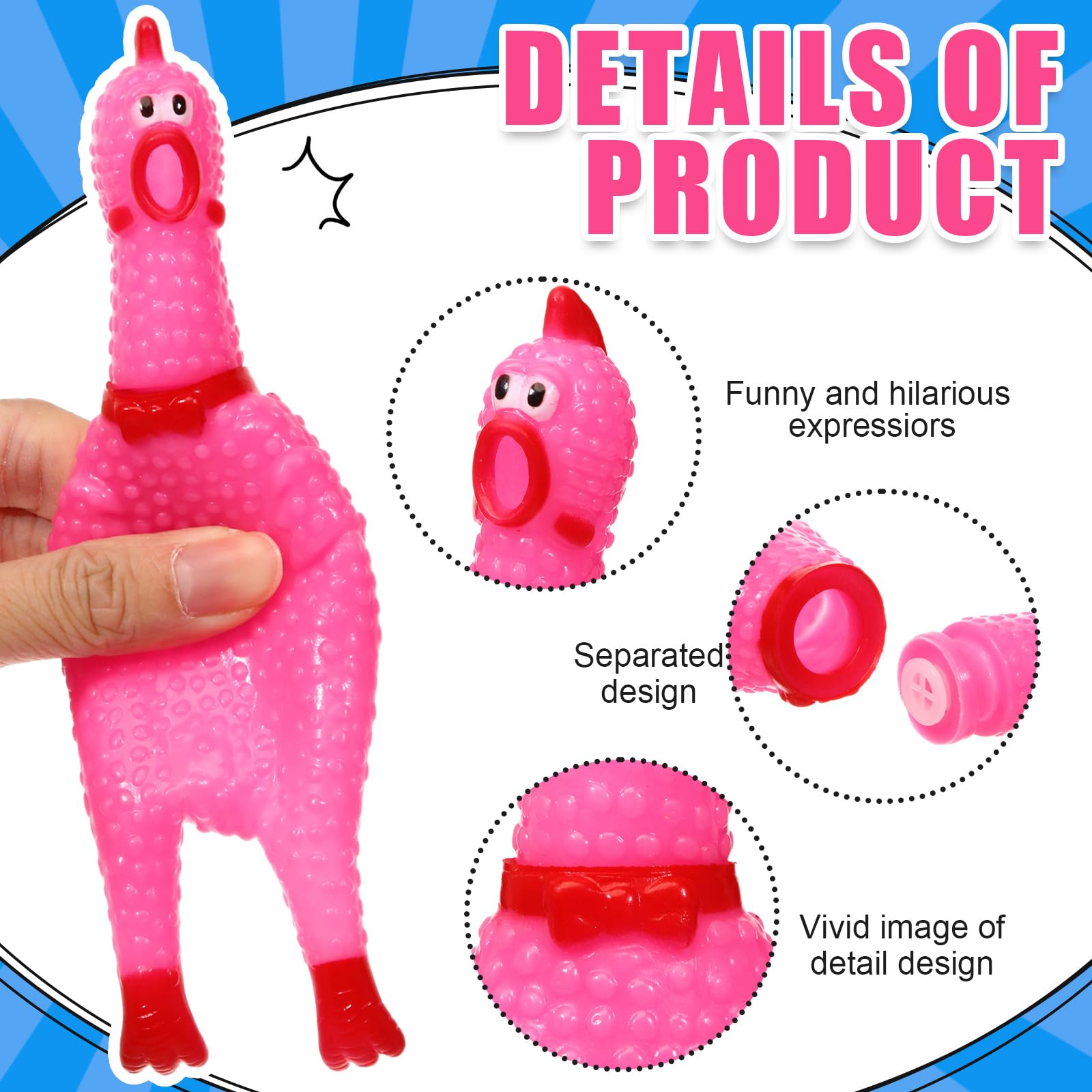 Libima 150 Stück 16,3 cm Gummi-Huhn-Quietschspielzeug, Mini-Spielzeug für Hunde, Haustiere und Partygeschenke, Stressabbau und reduziert Trennungsangst (gemischte Farben)