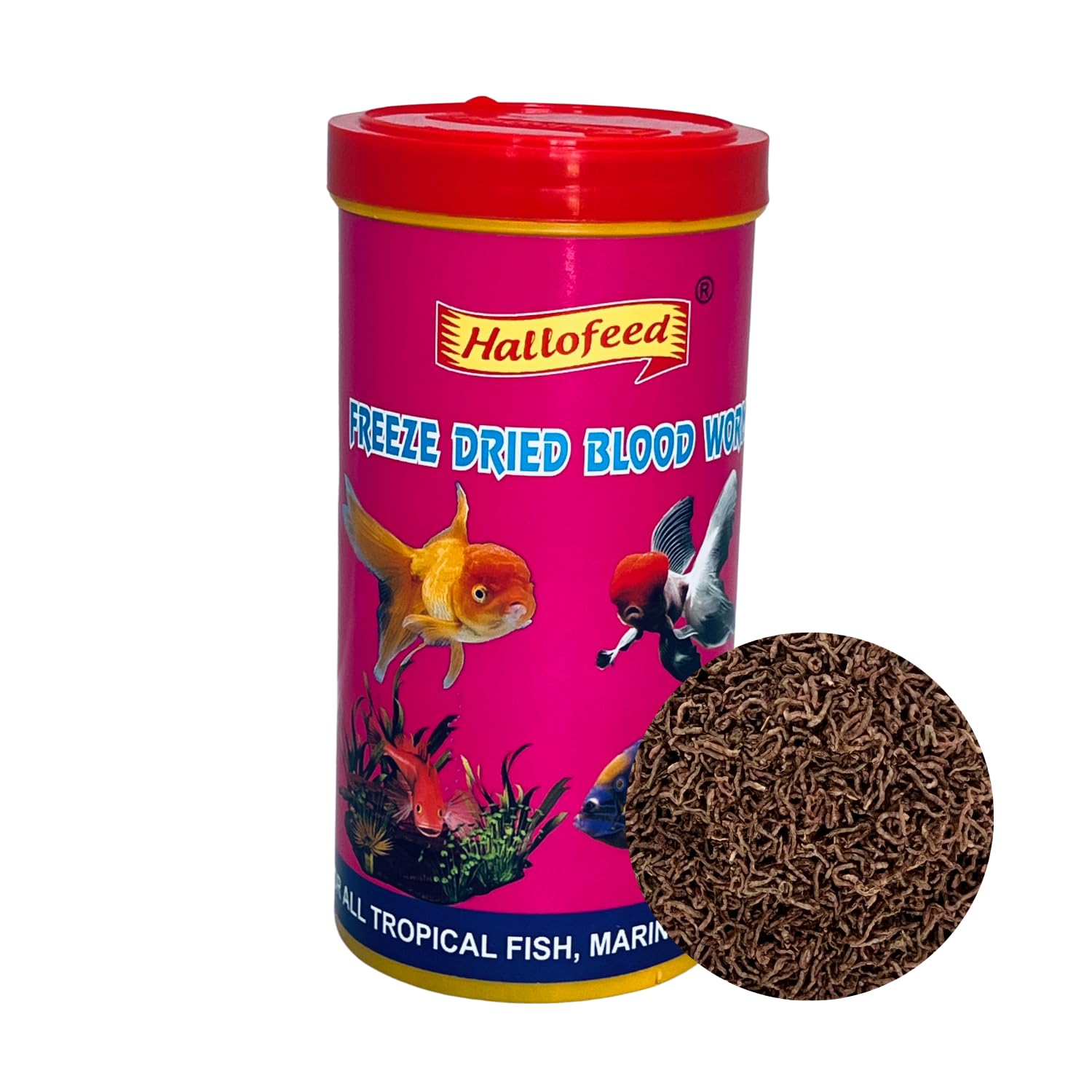 Hallofeed Freeze Dried Blood Worms|Net Weight 55 Gms|100% Natural Fish Food For All Aquarium Fishes,All Life Stages