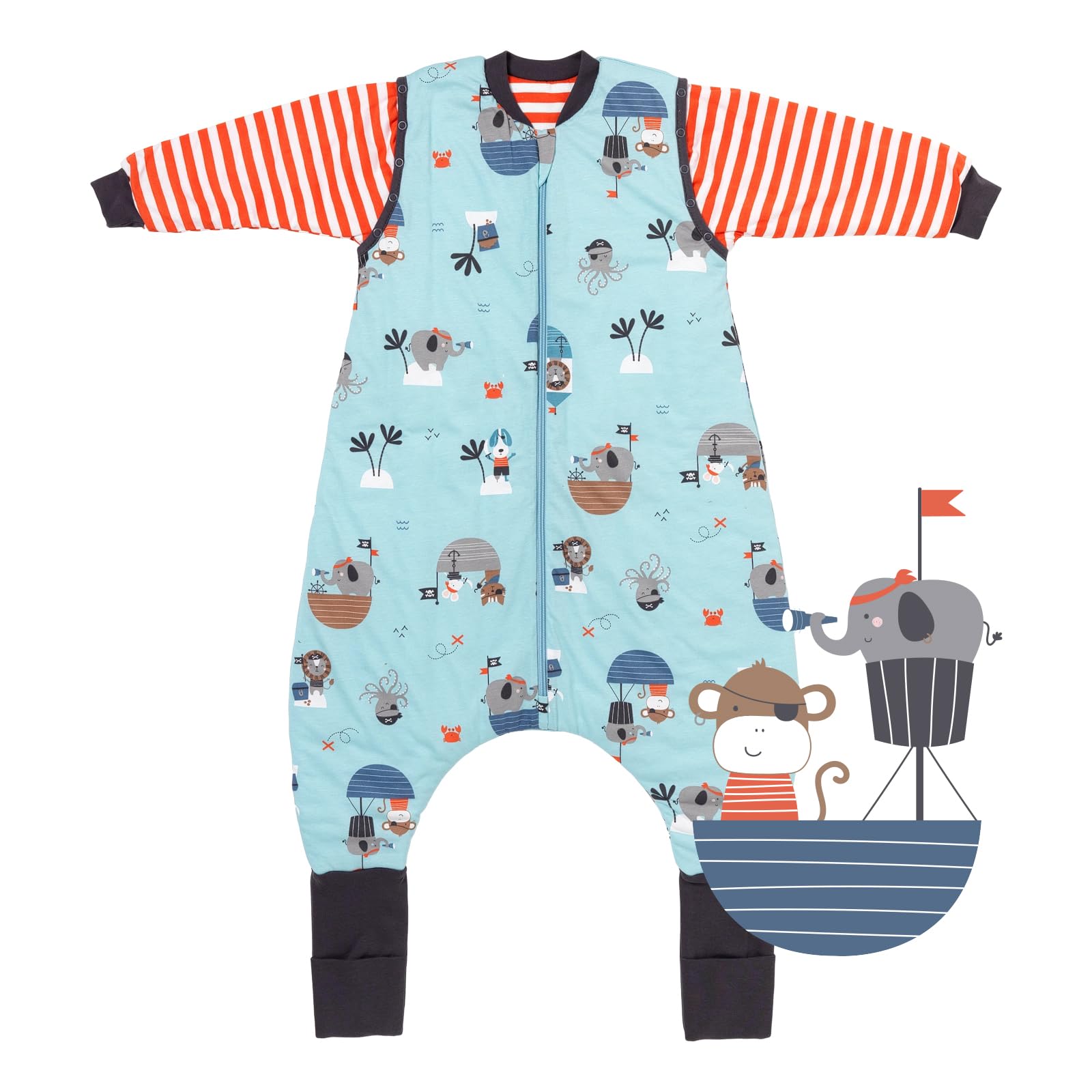Sacco nanna con aperture per i piedi, per tutto l’anno, 2,5 Tog, unisex con elefanti, disponibile in 5 taglie diverse
