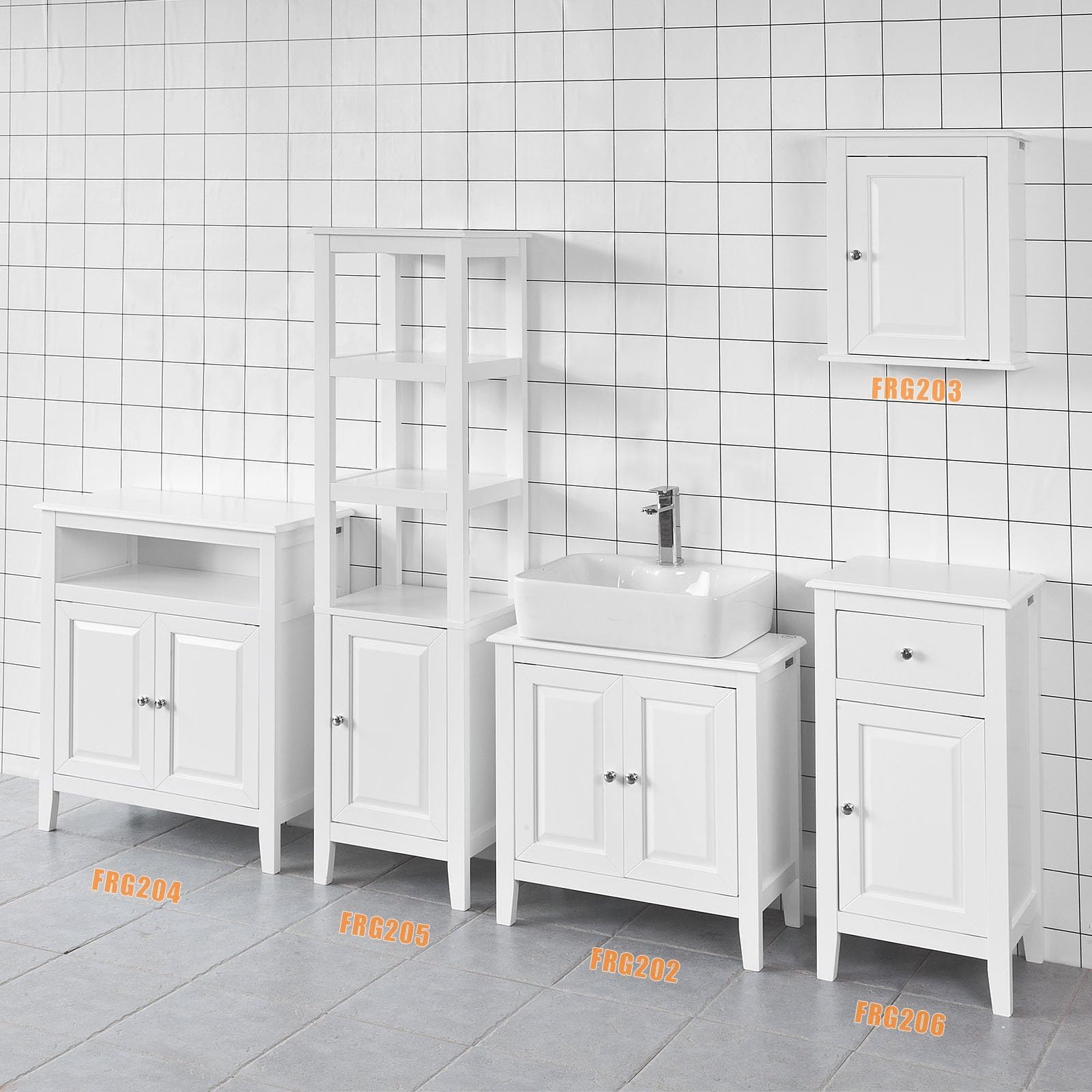 SoBuy® FRG202-W Base armadietto a due ante, Armadietto sotto lavabo, bianco, | Base Armadietto Bagno a Due Ante, FRG202-W