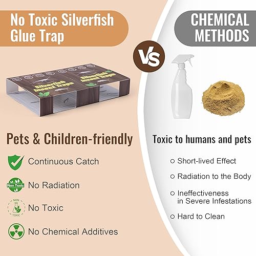Miniatura 4 de Trampa para insectos de pez plateado, 10 hojas de trampas para peces plateados para interiores para el hogar, no tóxico, mata ciempiés de hormigas