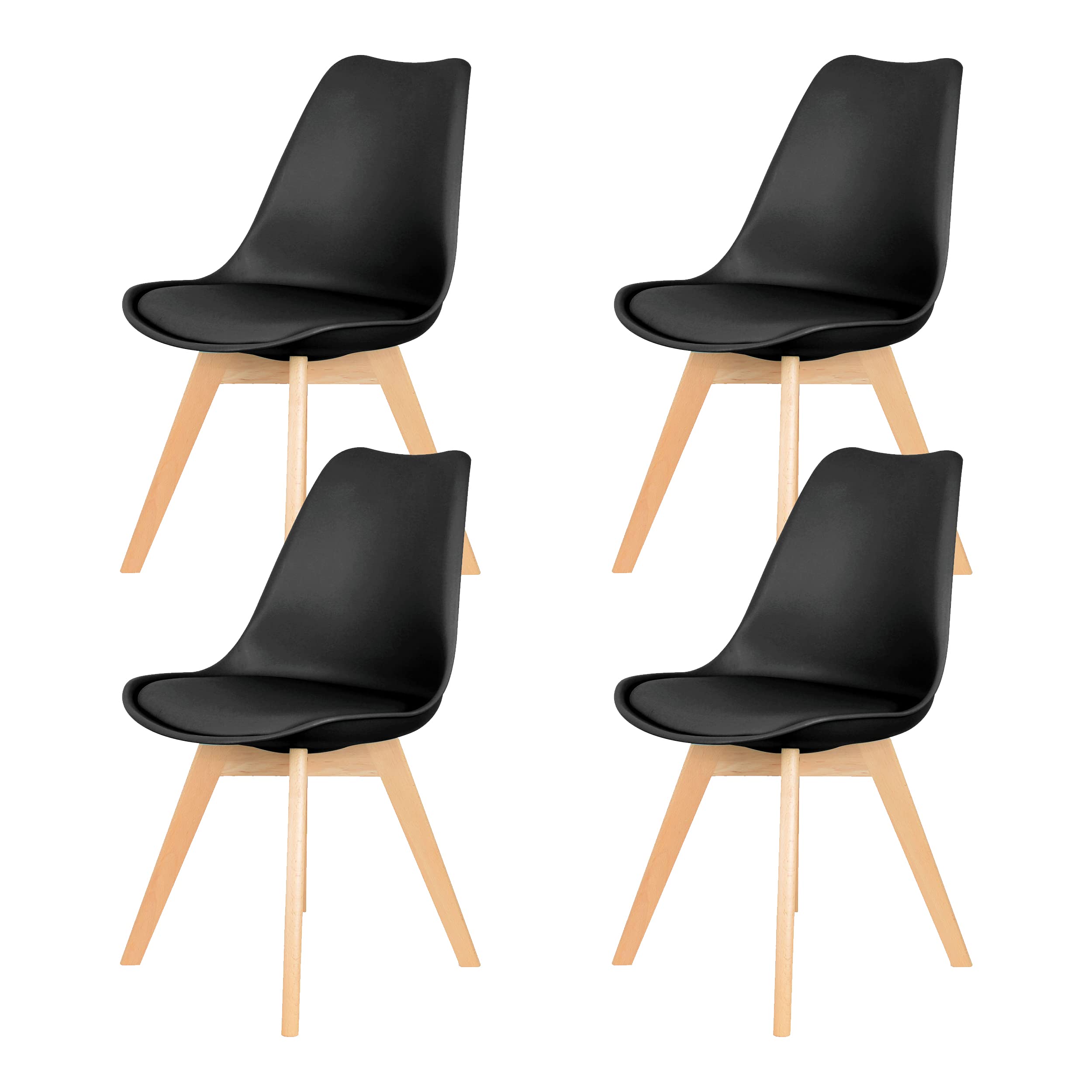 IHANA Dining Chair with Cushioned Pad Seat & Solid Beech Wood Legs for Mid Century Modern Dining Room Living Room Bedroom Kitchen & Lounge