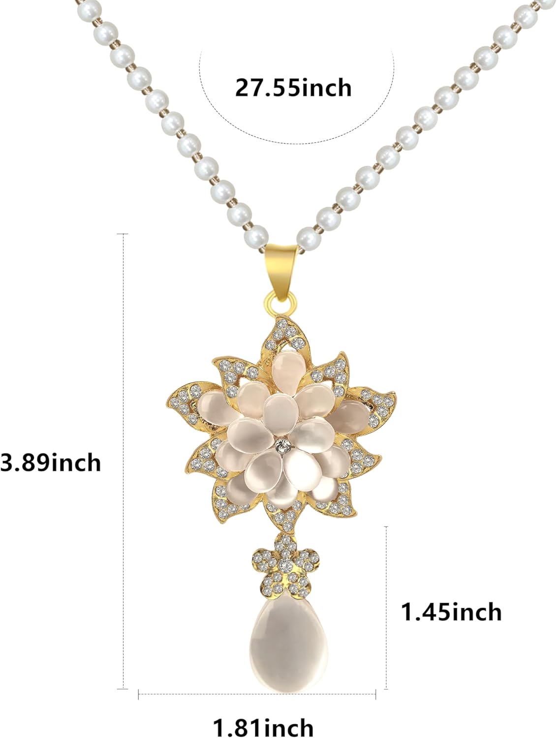 Crystal Flower Pendant Necklace Suitable For Women's Gifts Fashionable Bead Necklace Exquisite Flower Jewelry Collar Jewelry Suitable For Women To Wear