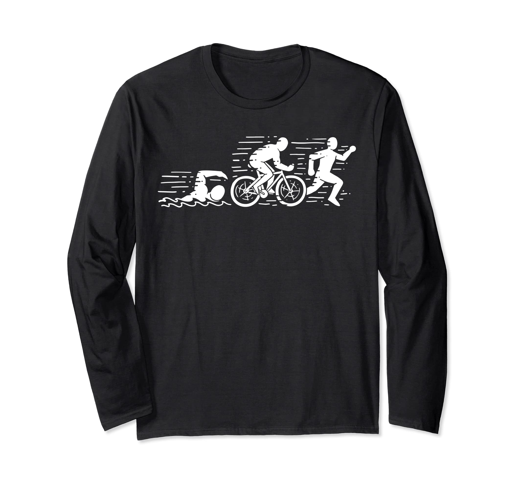 Triathlon - Swimming, Cycling, Running - Sports Long Sleeve T-Shirt, Black