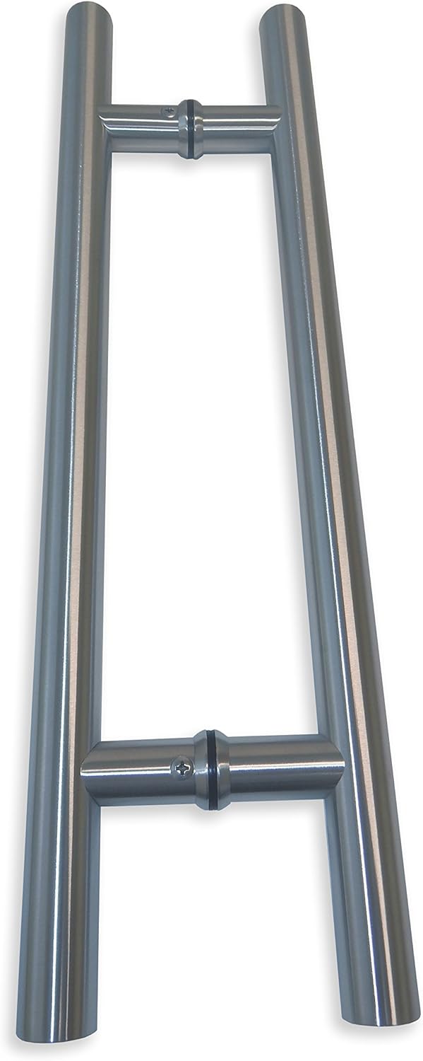 NHN Modern & Contemporary Double-Sided Ladder Style Push-Pull Stainless Door Handle for Steel, Aluminum and Glass Doors, Brushed Stainless Steel Finish (18 inch, Satin Stainless Steel)