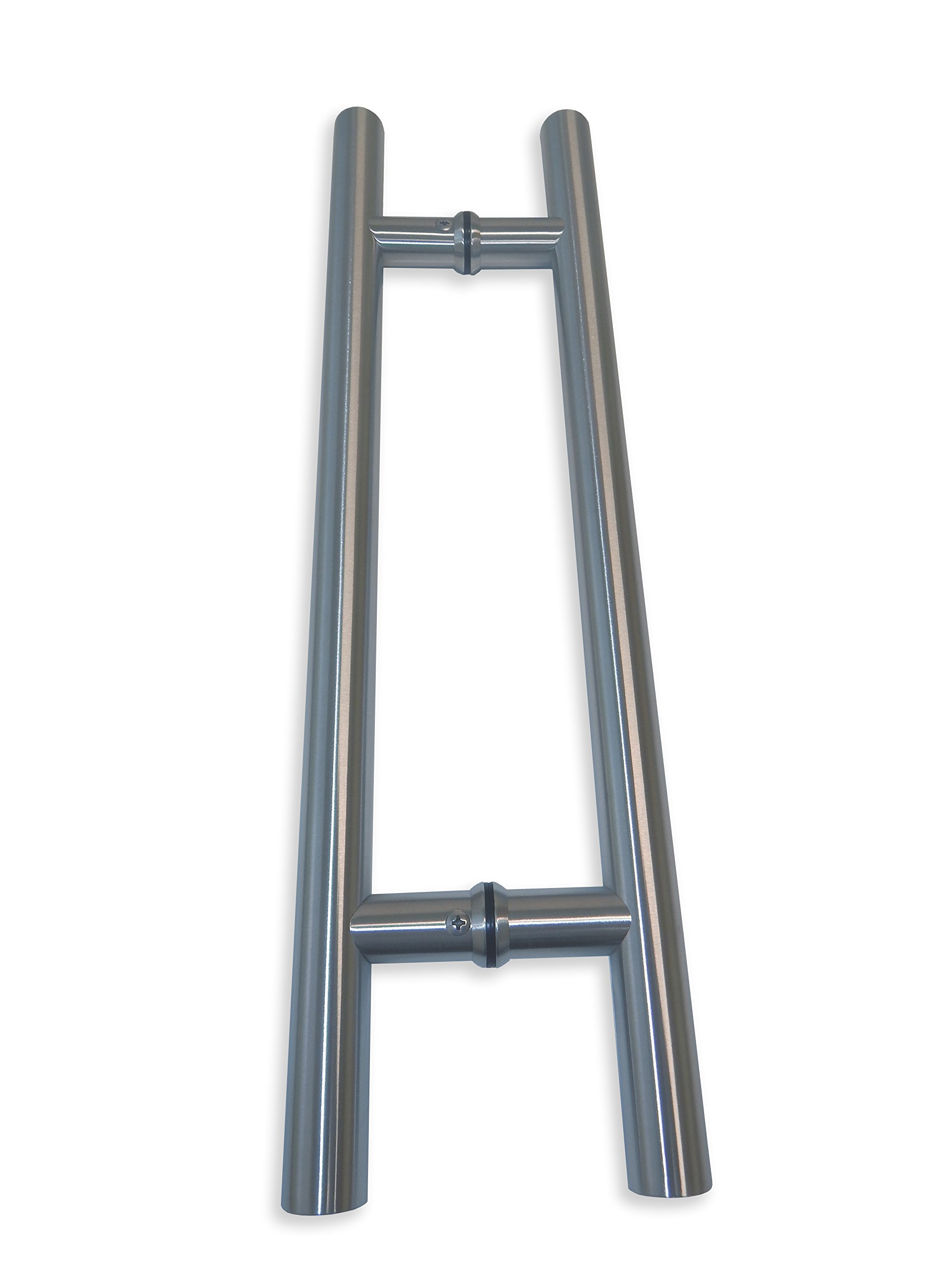 NHN Manija de puerta de acero inoxidable de doble cara moderna y contemporánea para puertas de acero, aluminio y vidrio, acabado de acero inoxidable cepillado (18 pulgadas, acero inoxidable satinado)