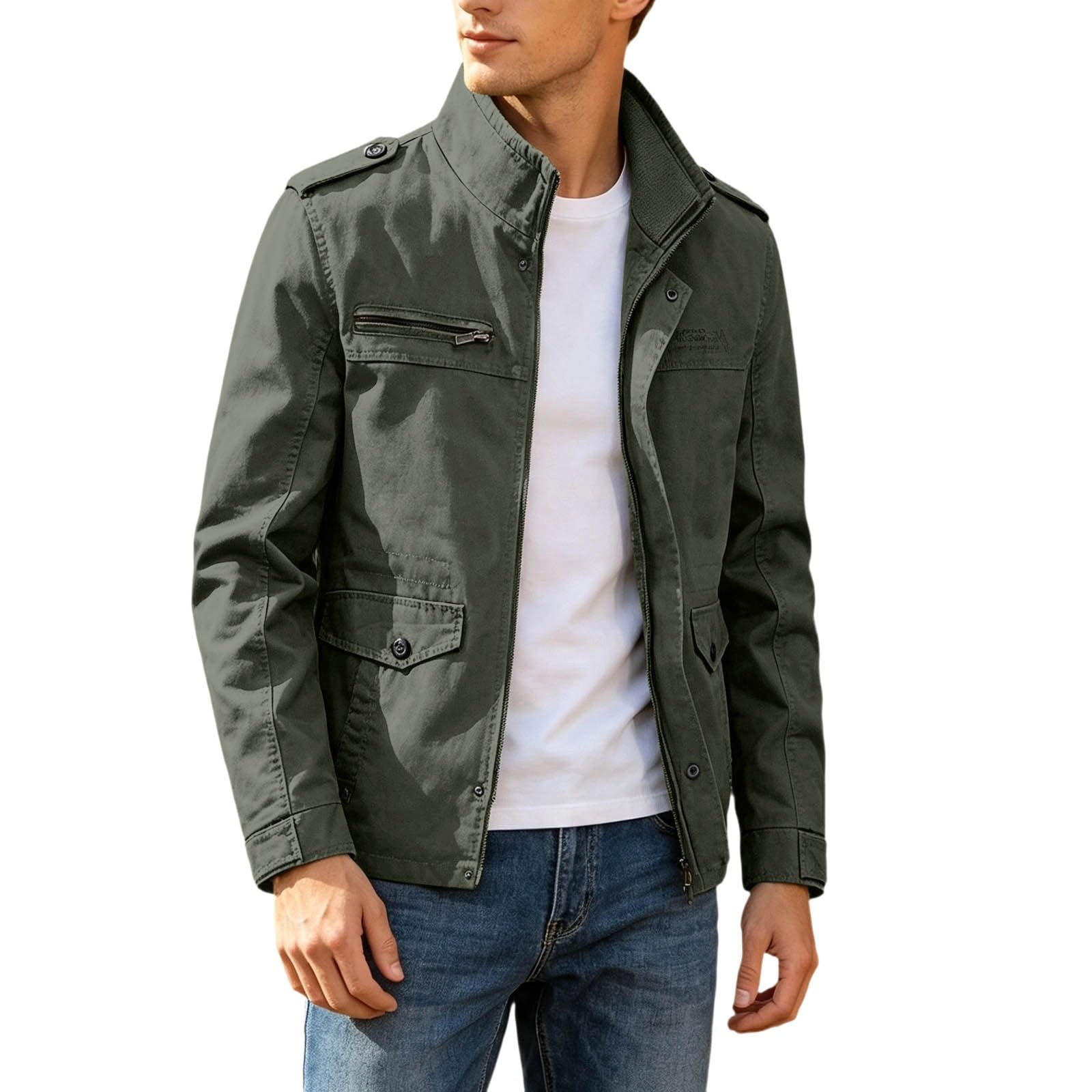 Chaqueta informal para hombre, color liso, para deportes al aire libre, man