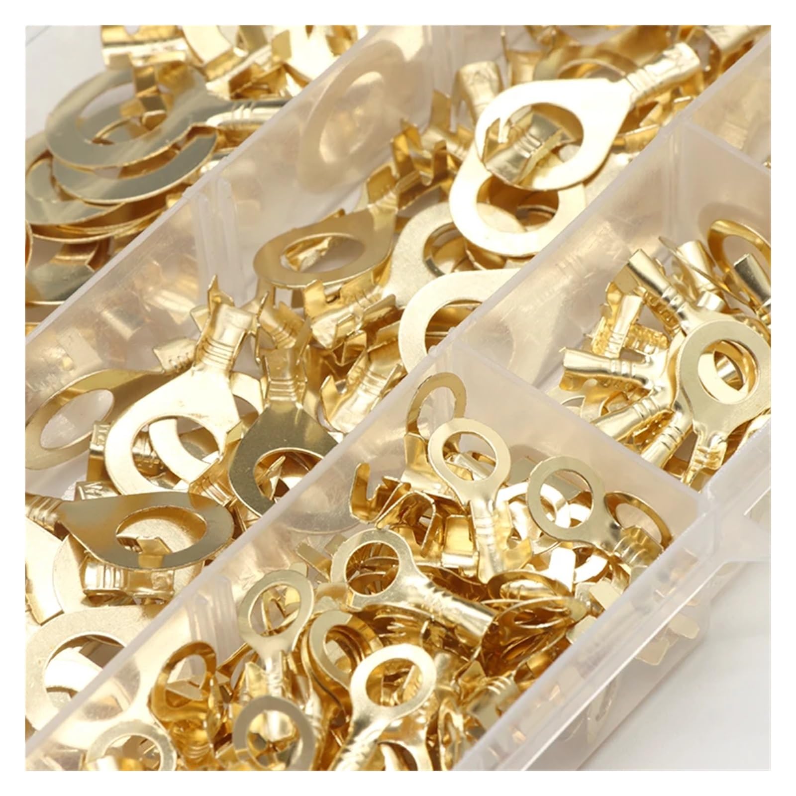 Ringkabelschuhe in Box, Ösen, Kupfer-Crimpklemmen, M3/M4/M5/M6/M8/M10, Kabelschuh-Drahtverbindung, Nicht isoliert, Sortimentskit(3 Box,300pcs)