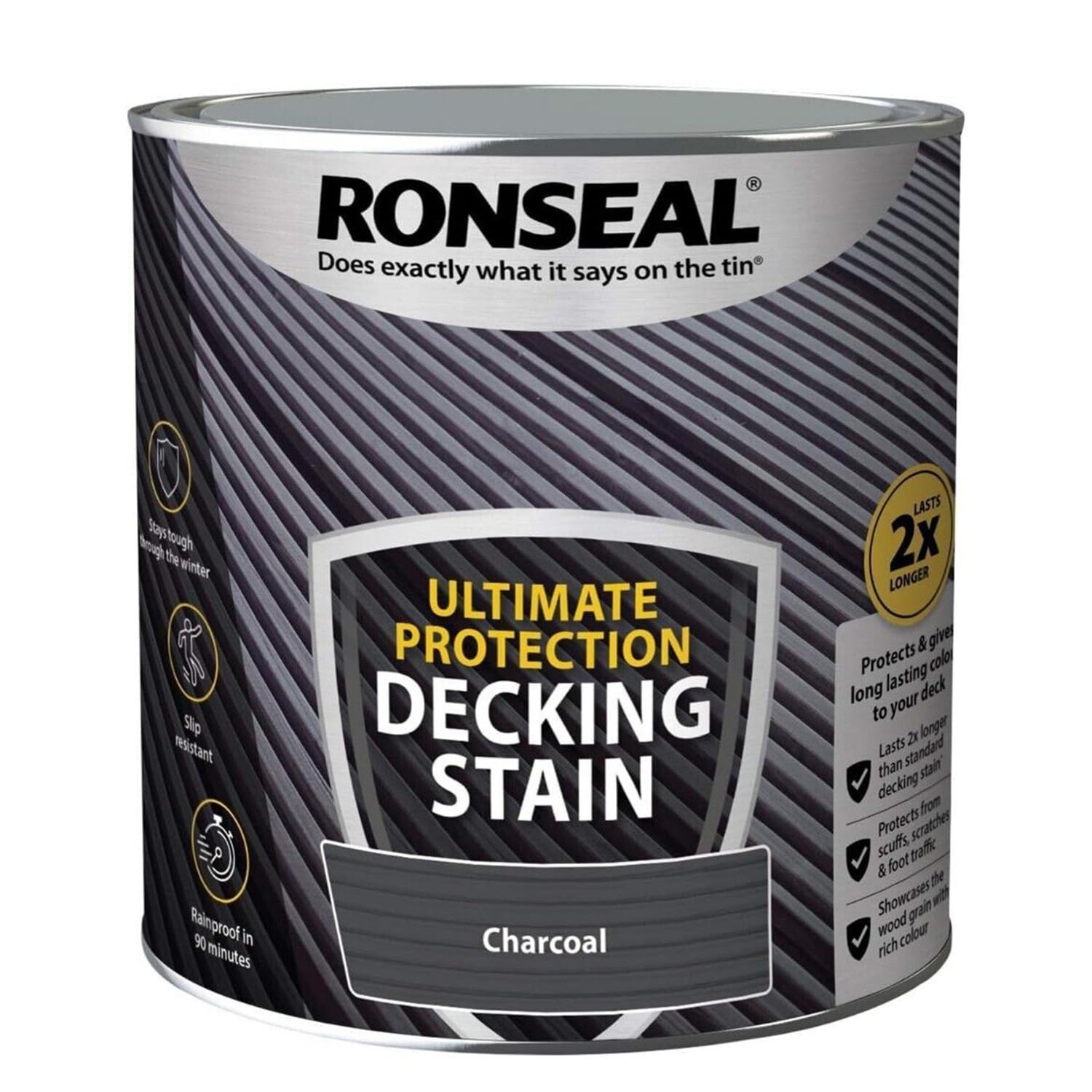 ARUUJ 2.5L Decking Stain Paint Ultimate Protection - Slip Resistant Rainproof, Suitable for Hardwood Softwood Exterior Wood - Protects from Scuffs and Scratches Stays Tough in Winter (Charcoal)