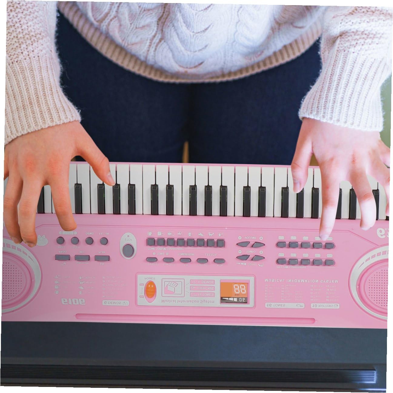 Hemobllo Juguete Piano Electrónico para Niños 61 Teclas Rosa Multifuncional Micrófono Juguete Educativo Musical para Aprendizaje Temprano y Desarrollo Infantil
