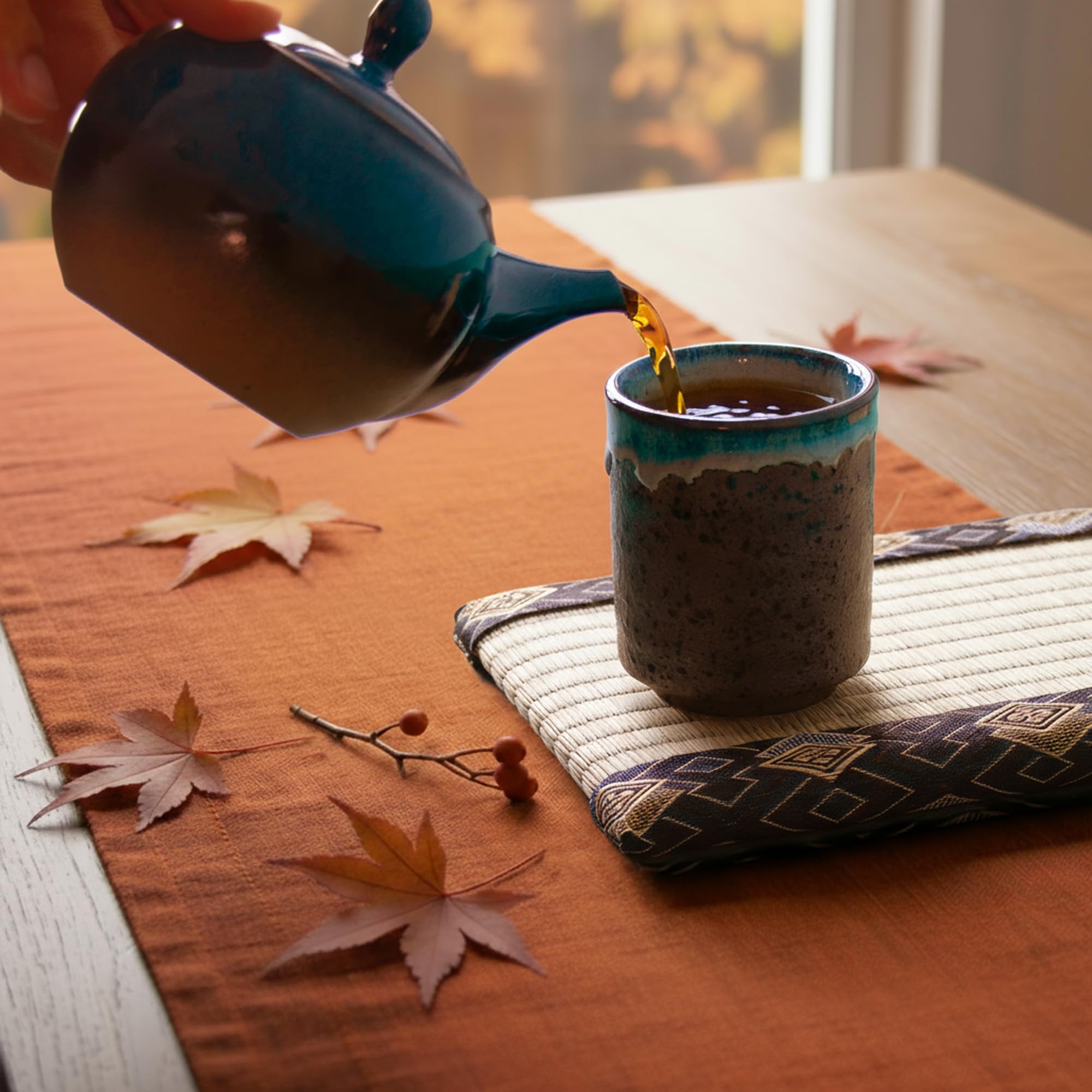 Asayu Japan Teiera tradizionale Kyusu - Namakoyu - Media, 350 ml (11,83 fl. oz), smalto blu - Prodotto in Giappone (Tokoname-Yaki) - Per tè verde e cerimonie del tè
