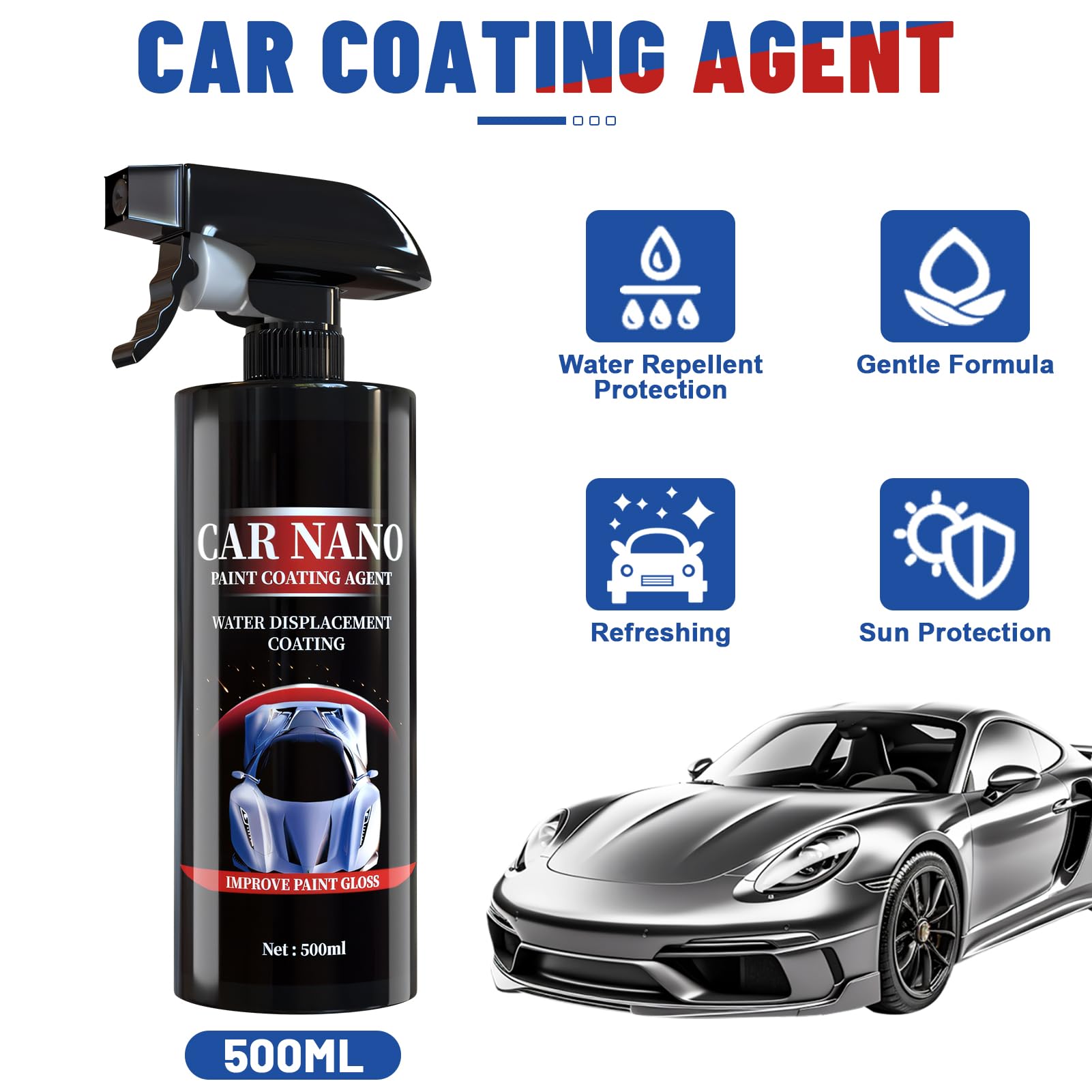 Auto Politur Set, Auto Politur Spray, Autopolitur Kratzer Entfernen, Nano Auto Spray Kratzer Entfernen, Auto Polierset Antifouling und Anti-Staub für Autolackoberfläche und Innenraum (1500 ML)