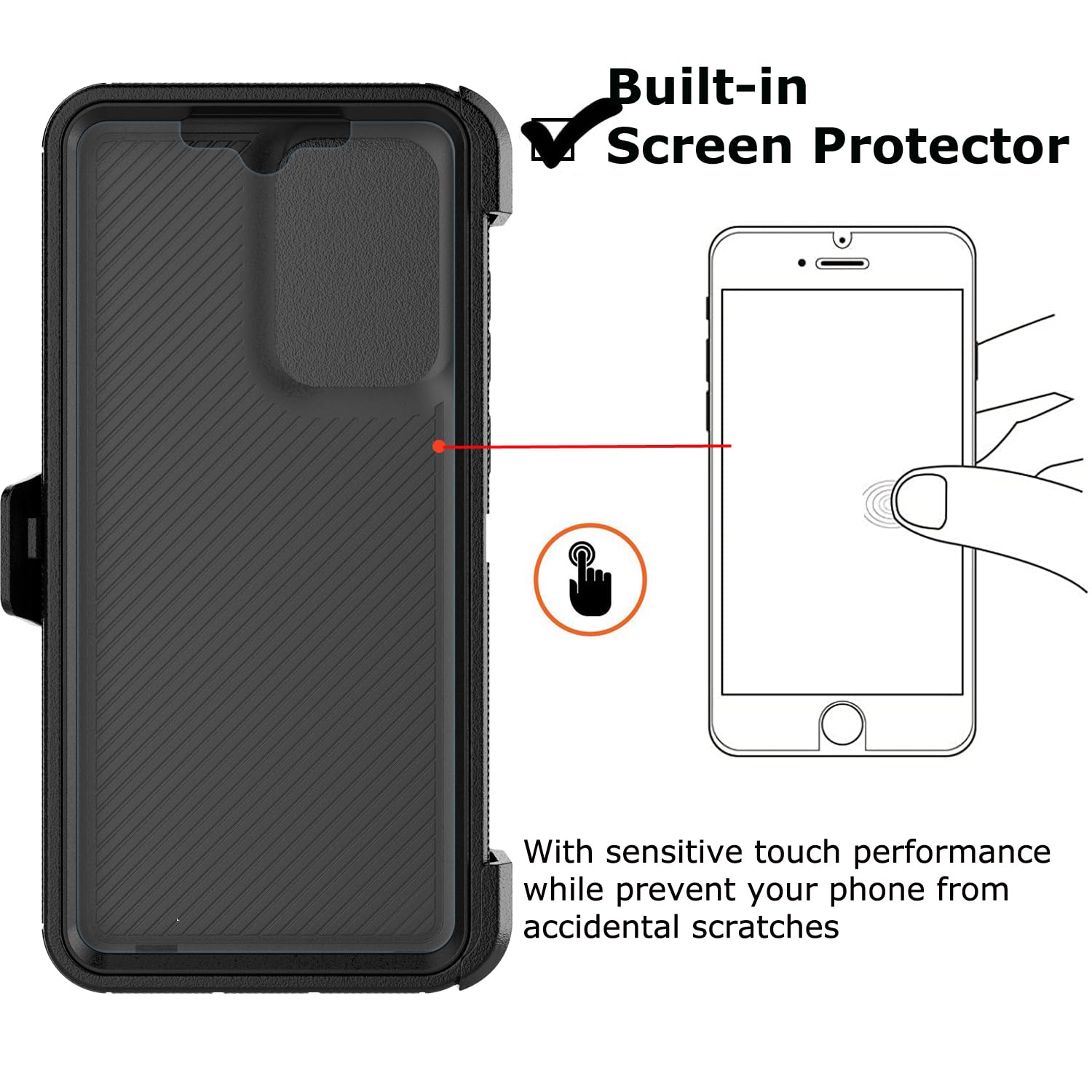 Funda para Moto G Stylus 5G 2024, para Motorola G Stylus 2024 5G con clip para cinturón, funda para teléfono [protector de pantalla integrado], protector de soporte, resistente, a prueba de