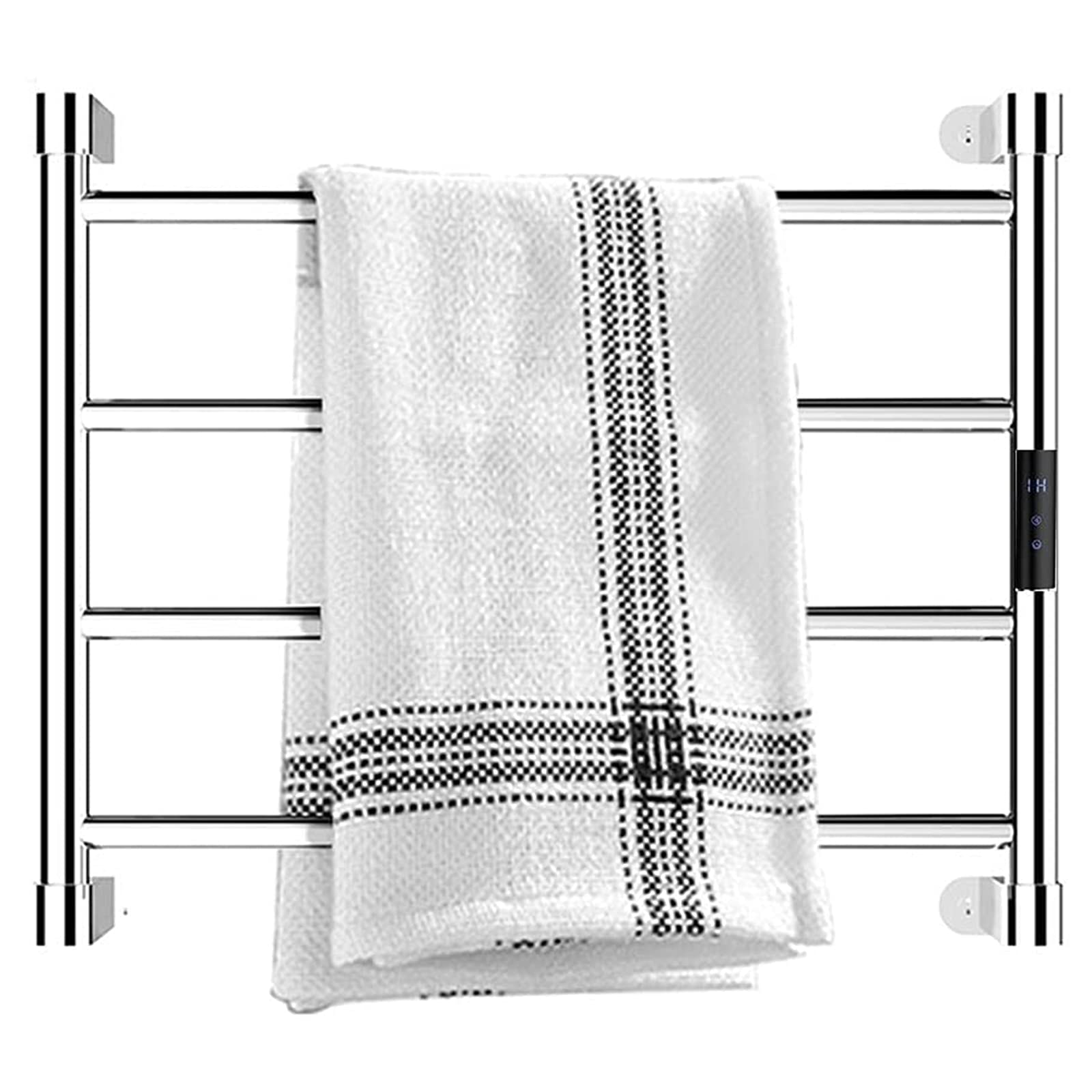 ZQFIDFYR 304 Stainless Steel Electric Heated Towel Rack with LED Timer, Intelligent Constant Temperature Towel Warmer and Drying Rack, Wall-Mounted Hotel Bathroom Heated Towel Rail
