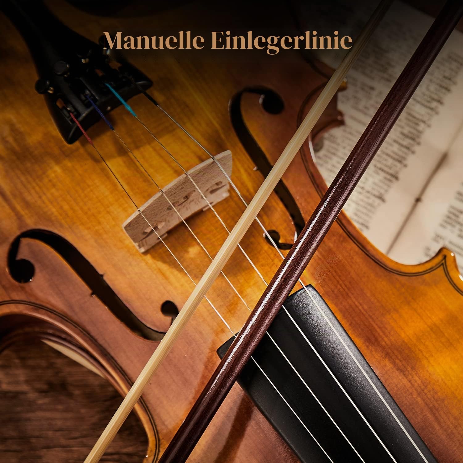 Eastar 4/4 Violine Set Massivholz mit Hartschalenkoffer, Schulterstütze, zwei Bögen und zusätzliche Saiten (EVA-330)
