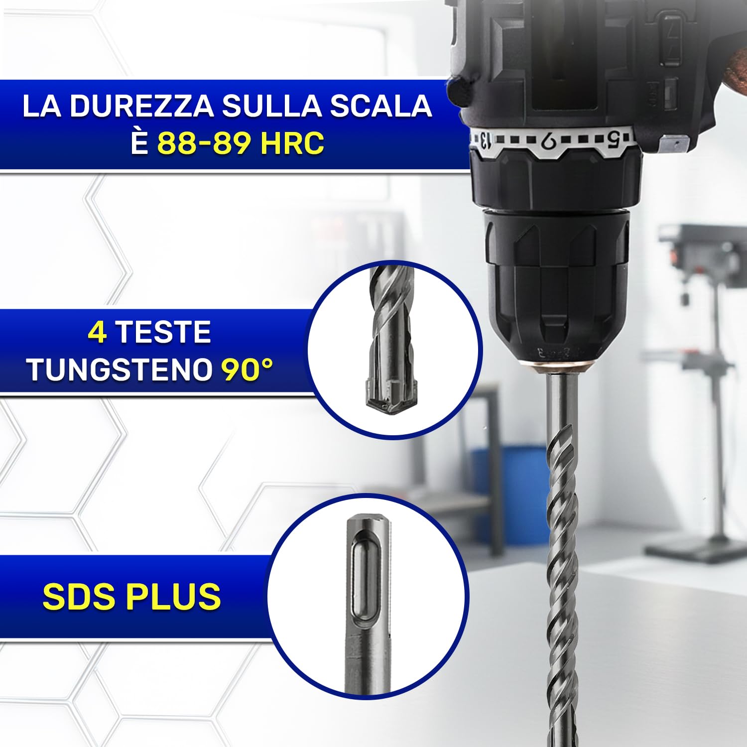 Punta Trapano Muro SDS Plus Ø 16 mm x 260 mm Realizzata in Acciaio e Carburo di Tungsteno - Punta SDS Plus può Essere Utilizzata per Mattoni Pareti Pietra Cemento Armato - MONTERAL