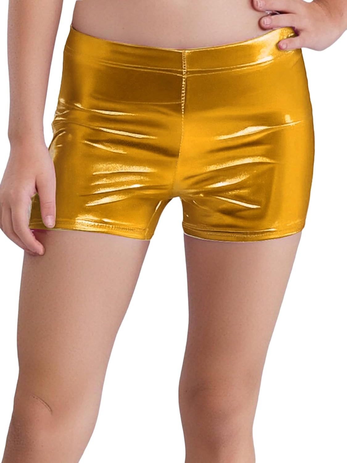 Freebily Kids Boys Girls Metallic Ballet Jazz Dance Shorts Sparkly Athletic Tumbling Shorts Shiny Gymnastics Bottoms