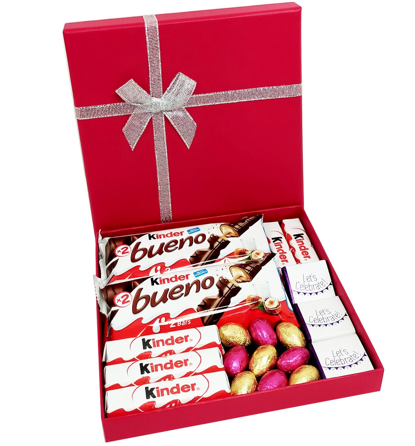 Happy Easter Chocolate gift Letterbox Full Sized Bars with Bueno Mini Eggs and Milk Chocolates Neapolitans Ideal for Easter gift