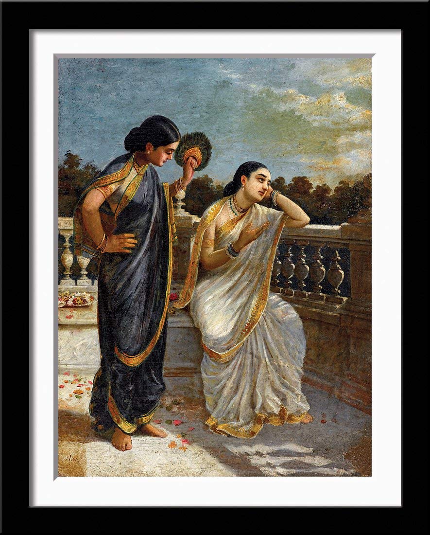 Tallenge - Damayanti with friend on terrace - Raja Ravi Varma - Large Poster(Paper,22x30 inches, MultiColour) (B08LDQ2FMF) Amazon Price History, Amazon Price Tracker