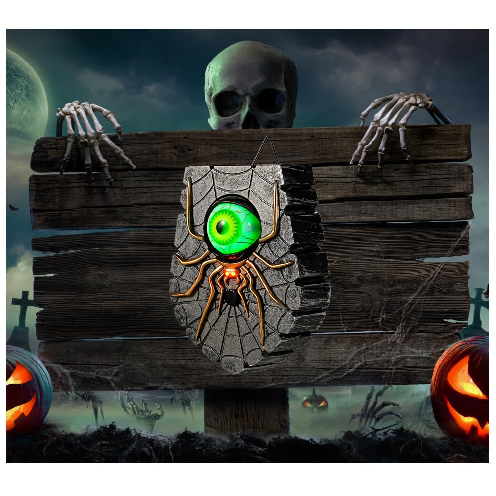 TRIXES Halloweenowy dzwonek do drzwi, nawiedzona gałka oczna - przerażający świecący dzwonek do drzwi
