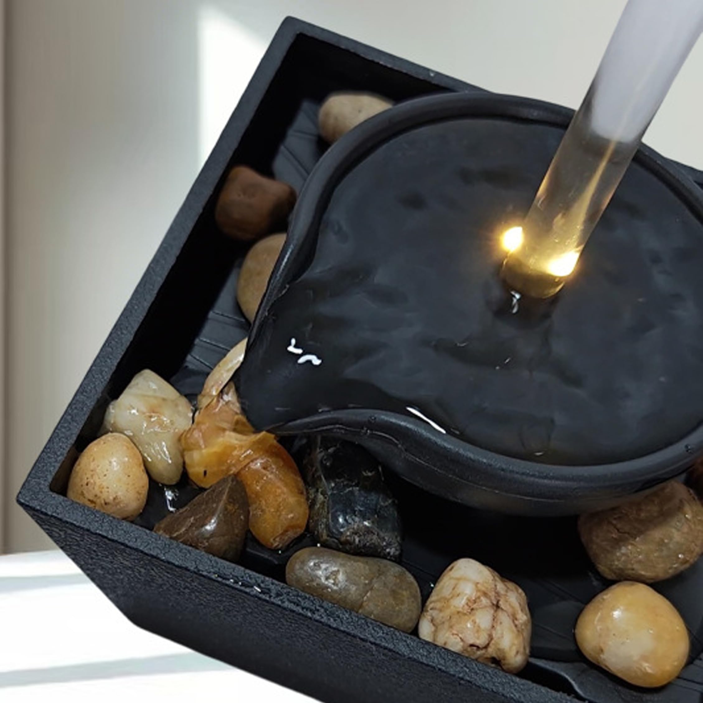Fontaines Cascade d'intérieur, Fontaine d'eau de Table 'intérieur, théière Flottante avec lumière LED Douce, décor Rechargeable USB-C, 4, 7x4, 7x11 Pouces, théière