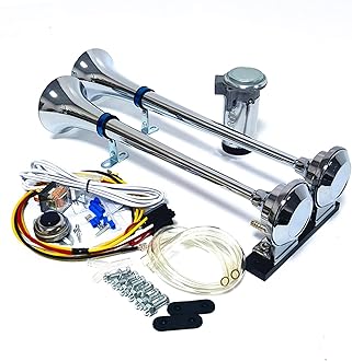 Sponsored Ad – YIYDA Air Horn Truck Horn 24V Car Horn silver Speaker 165db Chrome Zinc Double tube Trumpet Electric Horn Alarm Horn Loud horn with air pump compressor Car Speaker for 24V car lorry SUV ship etc