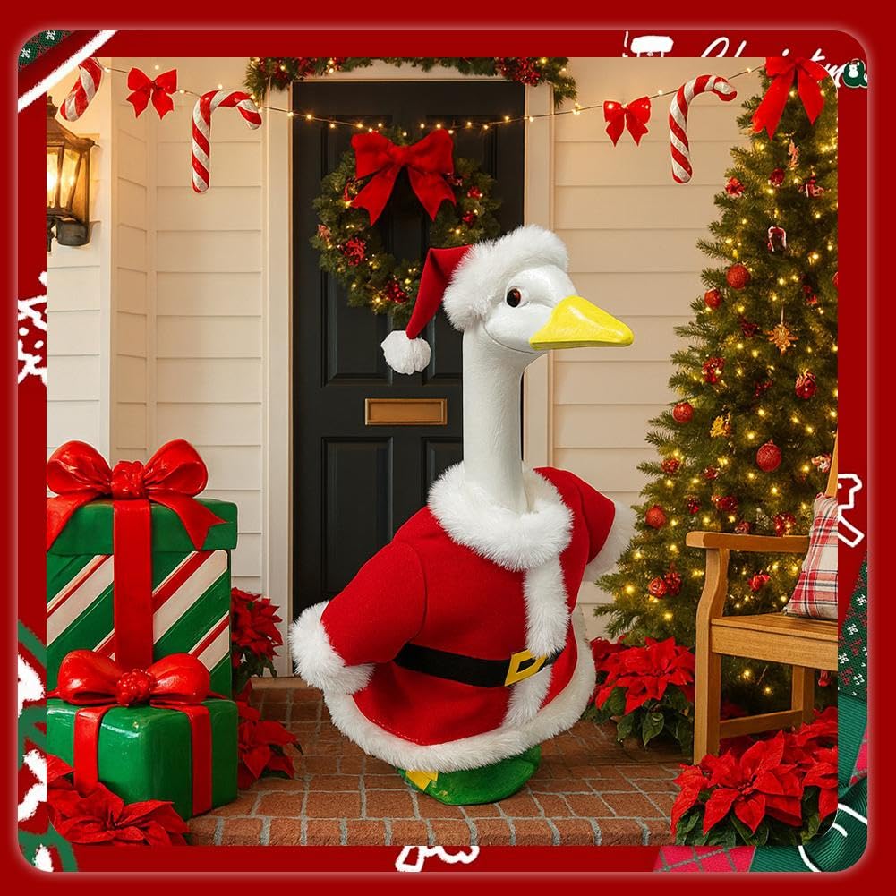Weihnachts-Gans-Outfit, Weihnachtsmann-Veranda-Gans-Outfits, Weihnachts-Gans-Kleidung, albernes Rasengans-Kostüm für 58,4 cm Veranda, Gänseente, Dekoration, für Veranda, Garten, Innendekoration (Grün