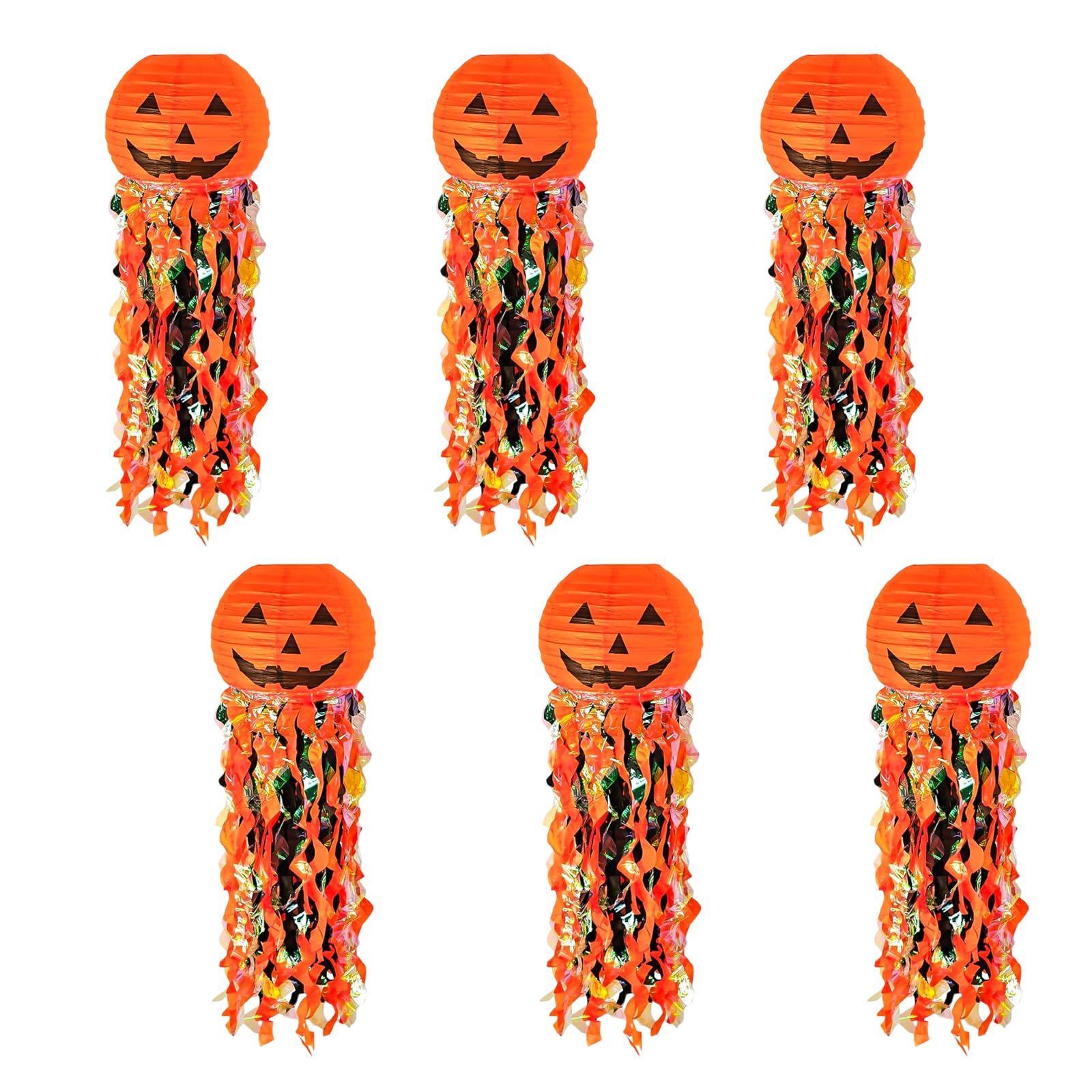 carotoe 6Pcs Unique Halloween Hanging Decorations Pumpkin Jellyfish Paper Ceiling Ornament for Outdoor Indoor Display Eerie Party Supplies