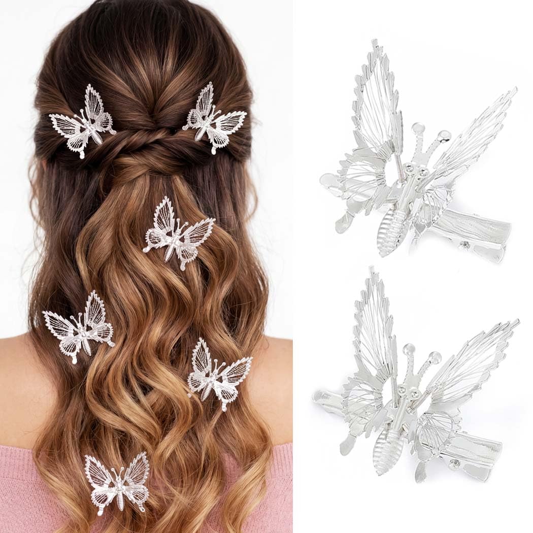 アクセサリーパーツ Butterfly Amazon.com : BARTOSI Moving Butterfly Hair Clips Silver Metal