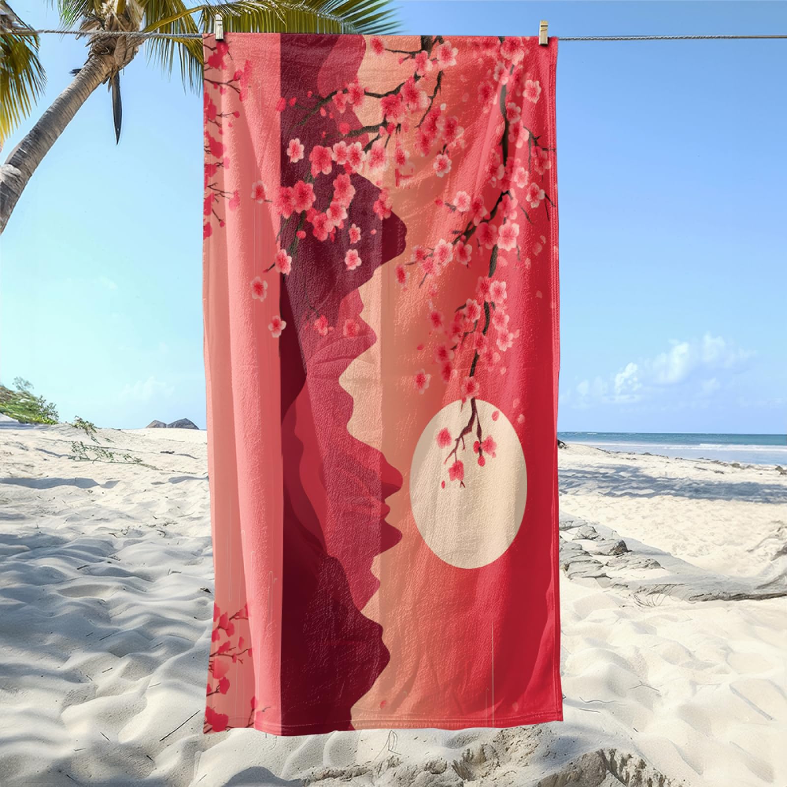 Serviette de Plage Modèle Rouge Élégant Drap de Plage Anti Sable Portable Serviette de Bain XXL Piscine Toilette Sport Microfibre Ultraléger Towel Absorbant Séchage Rapide 200x220cm