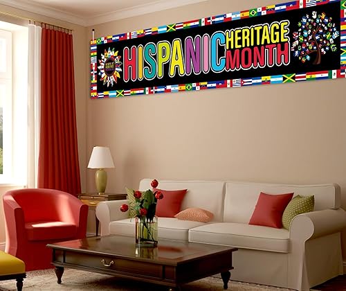 Miniatura 4 de Nepnuser Letrero colgante para decoración del Mes Nacional de la Herencia Hispana, 21 países de habla hispana, grande, hogar, jardín, exterior,