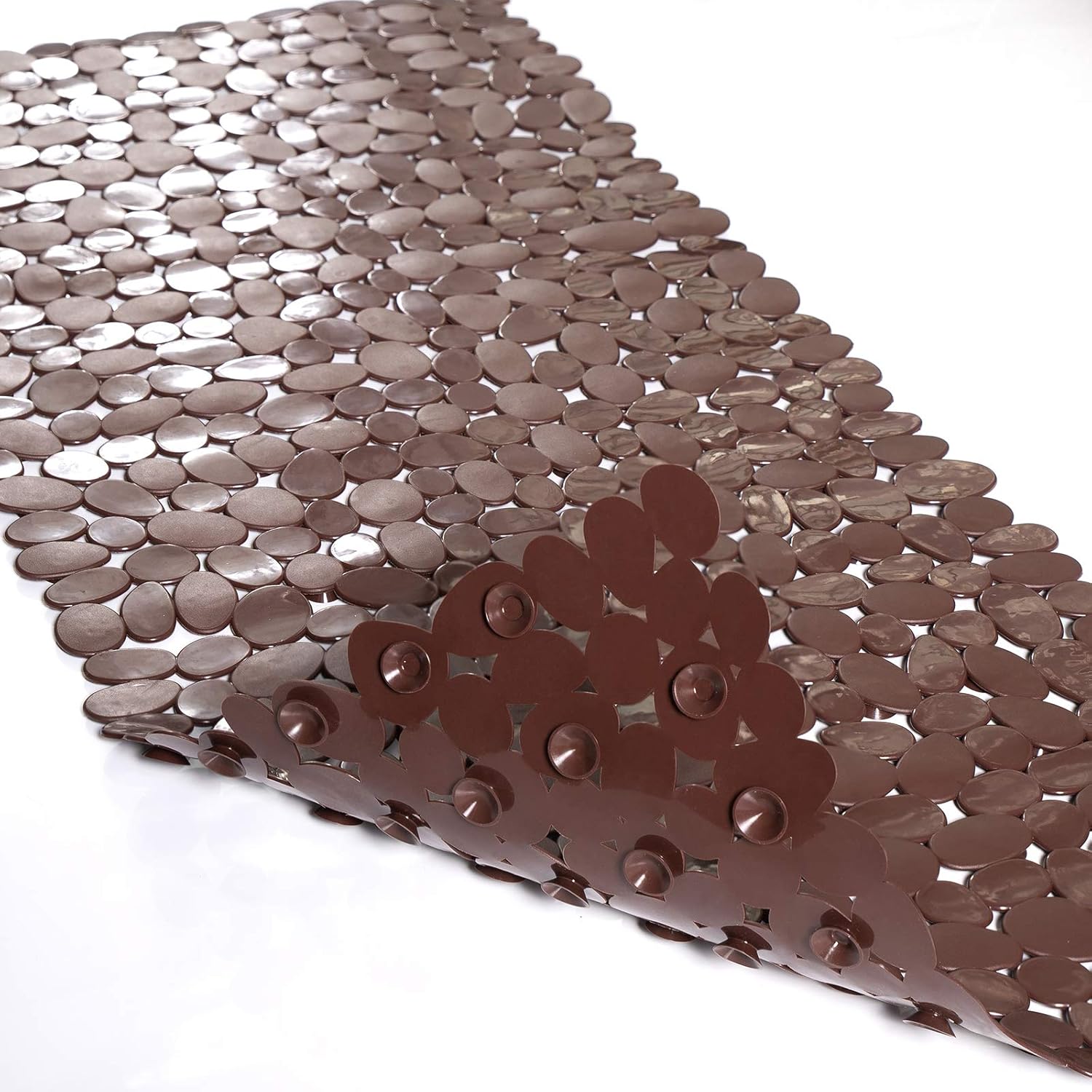 Bath Tub and Shower Mats, Non-Slip Pebble 35 x 16 Inches Machine Washable Bathtub Mat with Drain Holes, Suction Cups for Bathroom (Brown) Bath Tub and Shower Mats, Non-Slip Pebble 35 x 16 Inches Machine Washable Bathtub Mat with Drain Holes, Suction Cups for Bathroom (Brown)